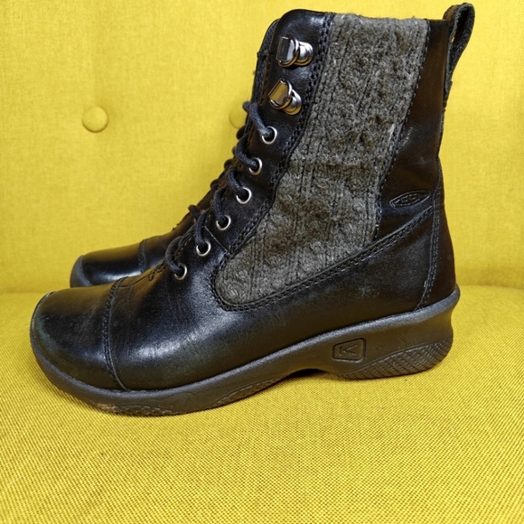 KEEN  Bern Baby Bern Black Leatger Lace Boot Women's Size 5.5 - Picture 3 of 12